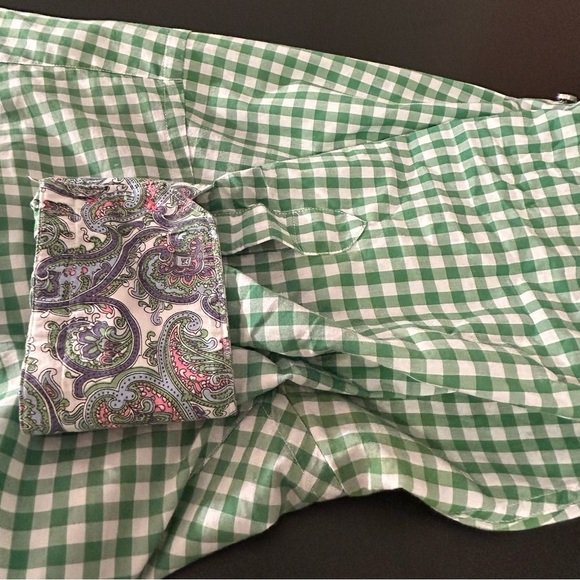 Jared Lang Button Down Shirt Green Pink Checkered Paisley Men's Size XXL Easter - Picture 6 of 9